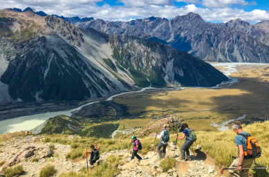 Sealy Tarns on a New Zealand hiking trip