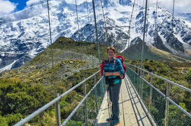 Solo women on bridge mount cook HR